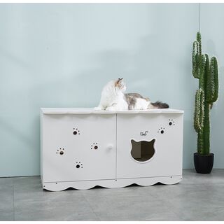CatS Design Katzenklo hochwertig Holz Katzentoilette Schrank mit Streumatte A1
