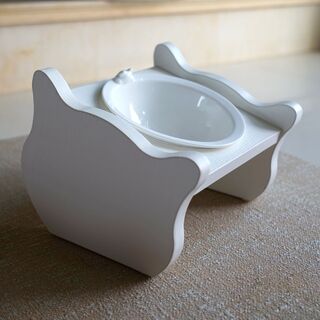 CatS Design Holz-Porzella Katzennapf Set Futterbar Anti-Rutsch Neigy 1er