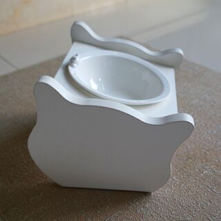 CatS Design Holz-Porzella Katzennapf Set Futterbar Anti-Rutsch Neigy 1er