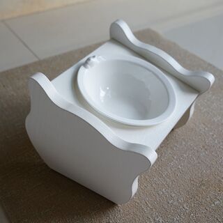 CatS Design Holz-Porzella Katzennapf Set Futterbar Anti-Rutsch Neigy 1er