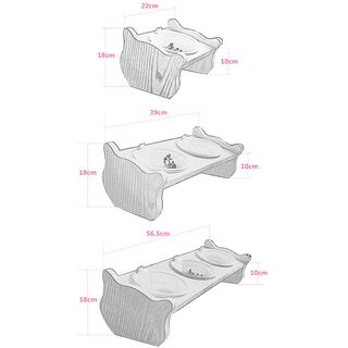 CatS Design Holz-Porzella Katzennapf Set Futterbar Anti-Rutsch Neigy 3er