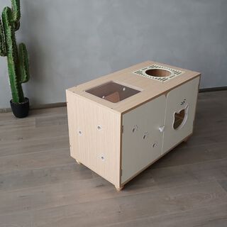 CatS Design Katzenklo hochwertig Holz Katzentoilette Schrank mit Streumatte A7